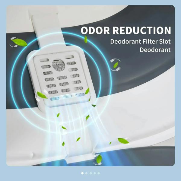 Covered cat litter tray with deodorant filter slot and perforated panel inside front door