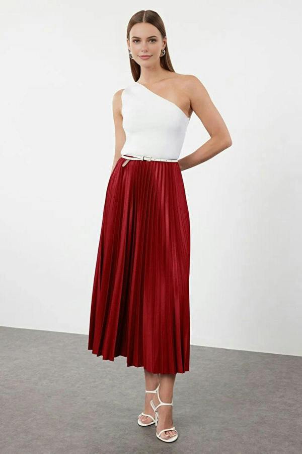 WOVCOR Pleated Maxi Stretch Knit Skirt
