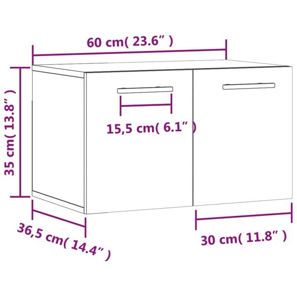 Berkfield Wall Cabinet Brown Oak 60x36.5x35 cm Engineered Wood