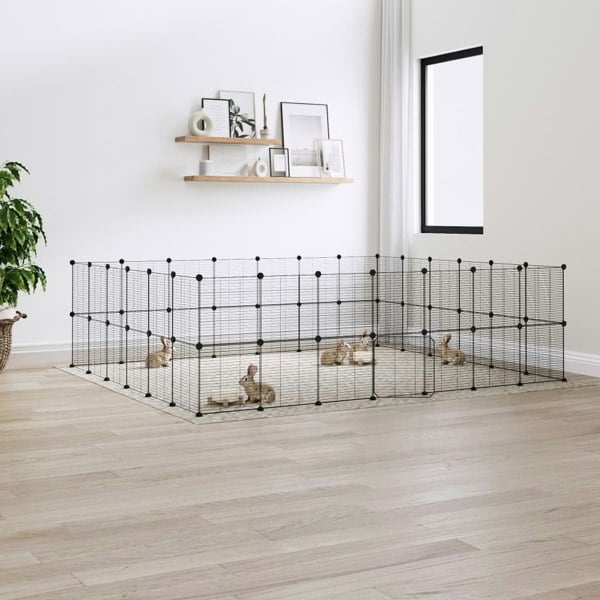 Berkfield 52-Panel Pet Cage with Door Black 35x35 cm Steel