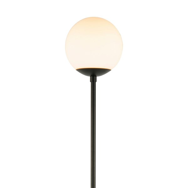 Modern Matte Black Floor Lamp with Opal White Globe Glass Shade and Foot Switch Image 3