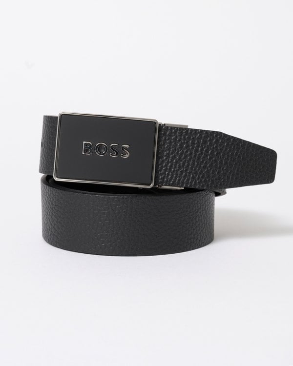 BOSS Orange Icon-M Mens Leather Belt - Black 001