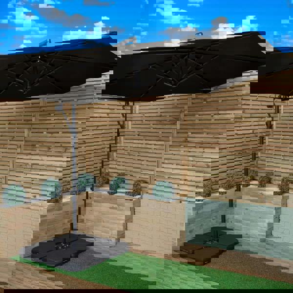 Samuel Alexander 3m Cantilever Banana Garden Parasol in Black with Crank Handle and Parasol Base Weights Included