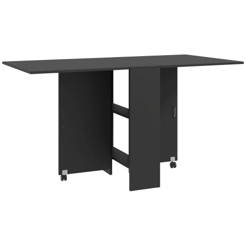 Wyld Haus Kafa Laso Wooden Folding Ex10dable Dining Table With Storage Shelves And Wheels