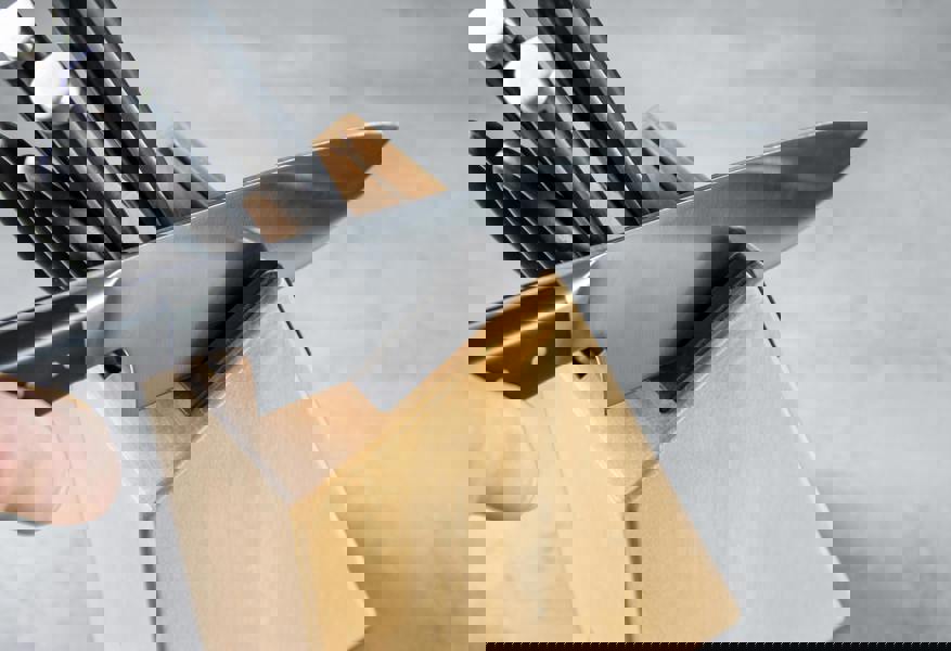 KitchenAid Classic 6-Piece Knife Set with Block, Sharp High-Carbon Japanese Steel Kitchen Knives and Birch Holder