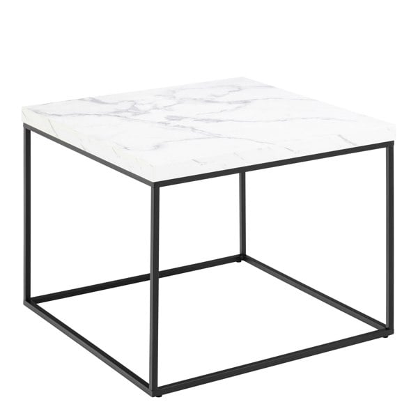 Furniture To Go Barossa Coffee Table with White Marble Effect Top & Black Steel Base 60cm