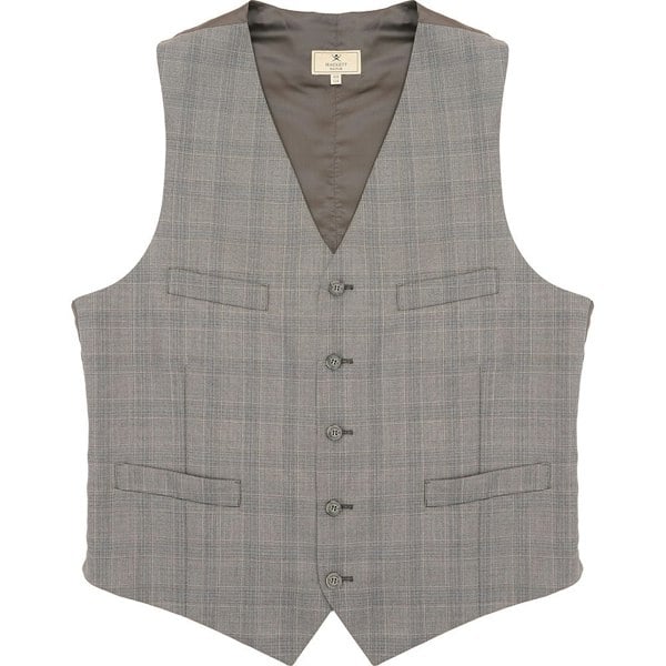 Hackett Men's Hackett, Grey with Blue Check Waistcoat in Grey