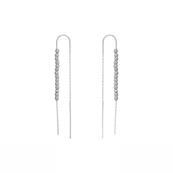 Spero London Sterling Silver Dorica Chain Bead Drop Earrings