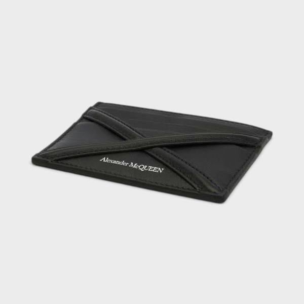 Alexander McQueen Harness Logo Printed Card Holder Black