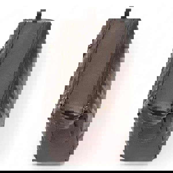 Brown leather backpack on a white background