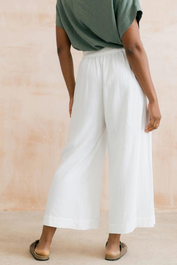 Lily & Me Summer Wide Leg Linen Blend Culottes White