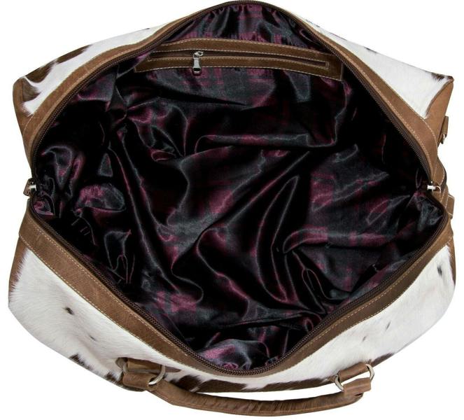 Infinity Leather Deluxe Leather Holdall  Bag Genuine Cowhide & Cow Fur Weekend Duffel Travel