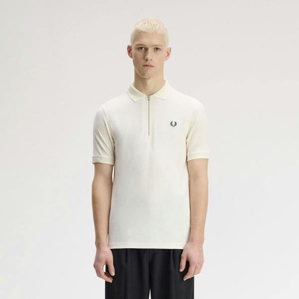 Fred Perry Ribbed Collar Crepe Pique Polo Shirt