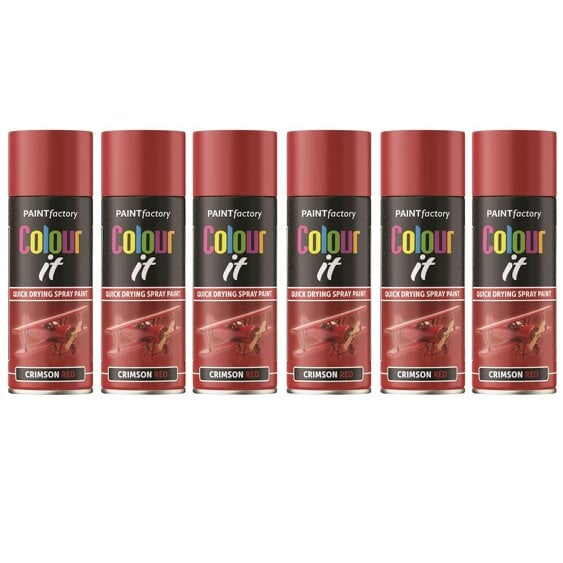 Paint Factory 6X  Crimson Red Gloss Spray Paint 400ml
