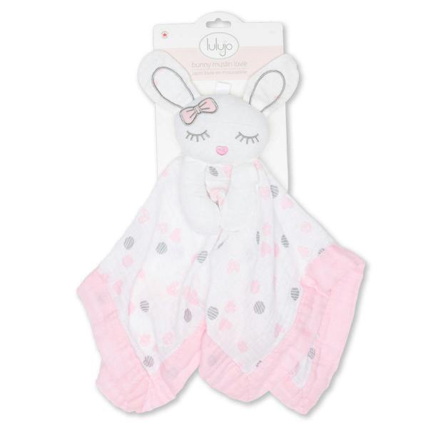 Lulujo - Cotton Muslin Lovey - Pink Bunny