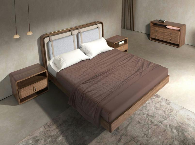 Angel Cerdá Walnut and Black Pvc Bedside Table 7225