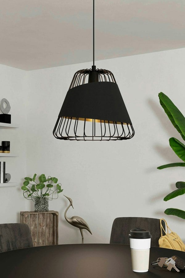 EGLO Austell Black And Gold Wireframe Pendant Light