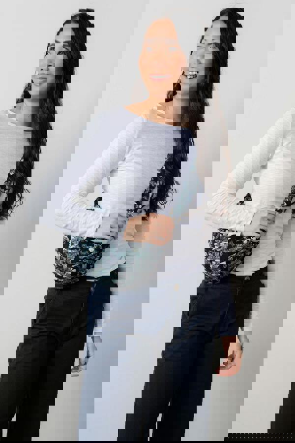 Lily & Me Harvest Print Cord Crossbody Bag Navy