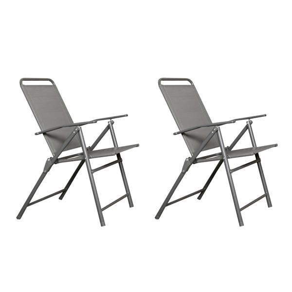 Samuel Alexander Set of 2 Outdoor Multi-Position Textoline Garden Chairs in Grey