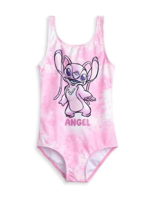 Disney Lilo & Stitch Girls Pink Angel 1 Piece Swimming Costume