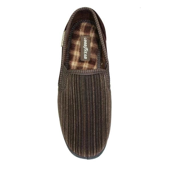 Goodyear Mens Calder Pinstripe Slippers - Brown - 