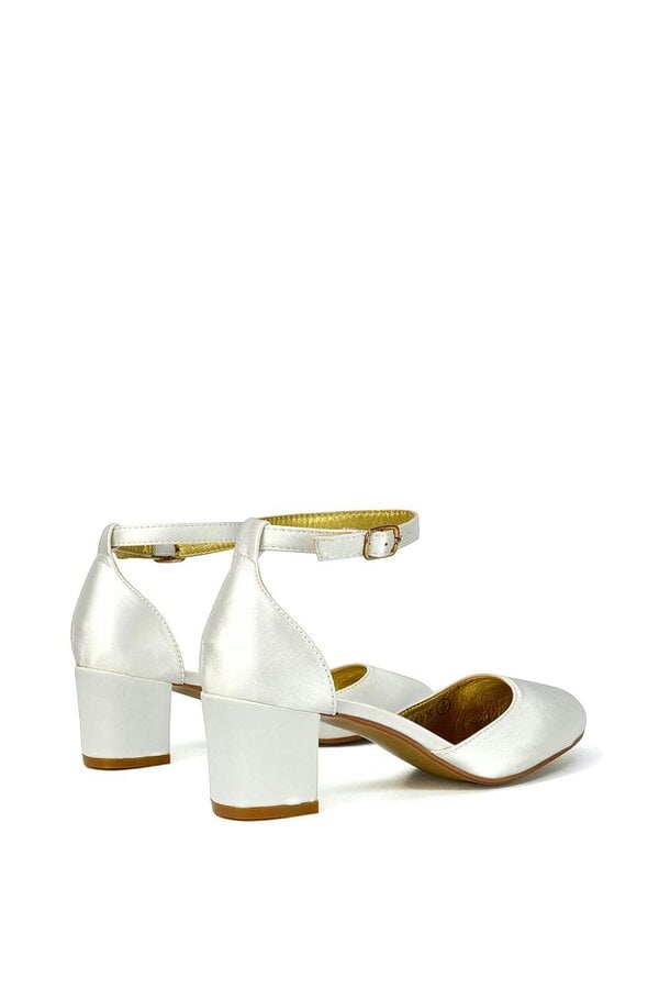 XY LONDON Chunky Strappy Mid Block High Heels Court Shoes