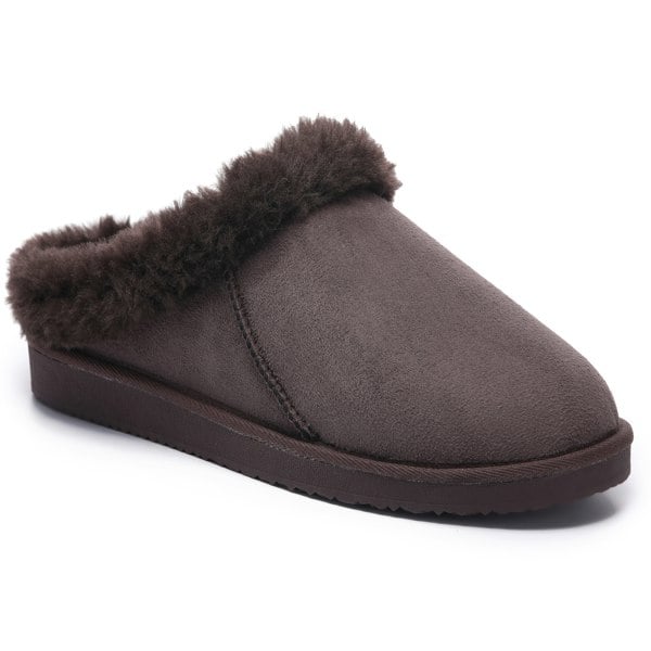 VIVA Polar Womens Faux Suede Clog Style House Slippers – Shearling-Lined