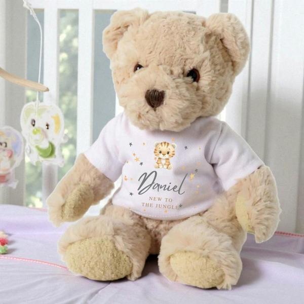 Personalised New to the Jungle Tiger Gift Hamper Baby Gift Box - Teddy & Vest
