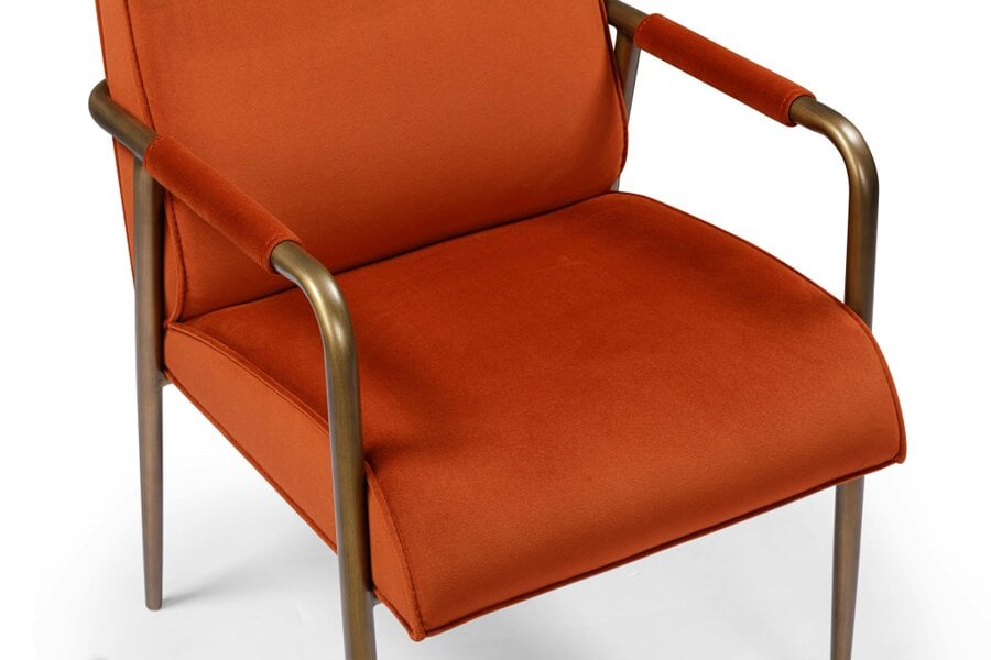 Wyld Haus Luxemburg Upholstered Burnt Orange Velvet and Brass Armchair