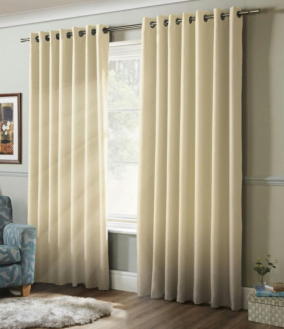 Blackout Eyelet Curtains - Cream