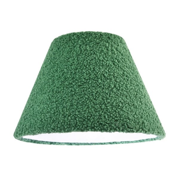 Emerald Green Textured Velvet Wool Fabric Lamp Shade with White Inner Image 1