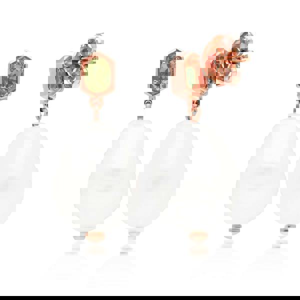 270E030507925 Modern Baroque Pearl & Peridot Drop Earrings in Rose Gold Plated Silver 3