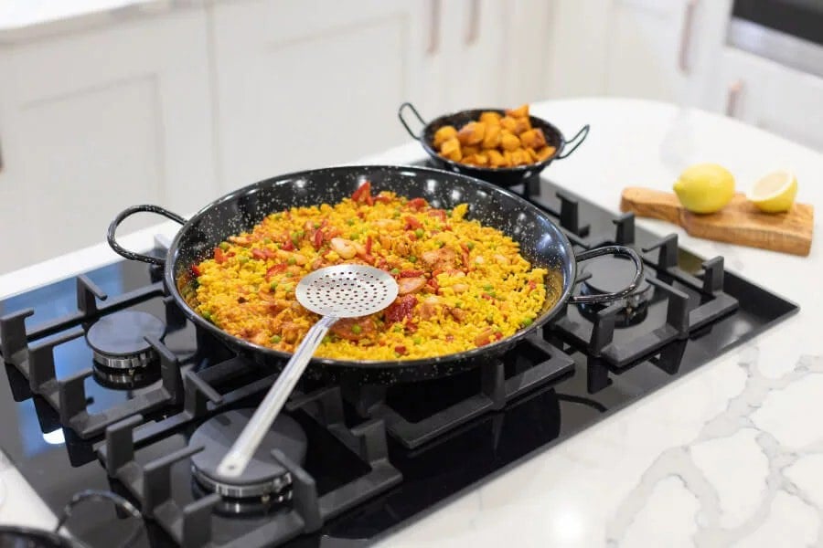 Steel Paella Pan and Skimmer