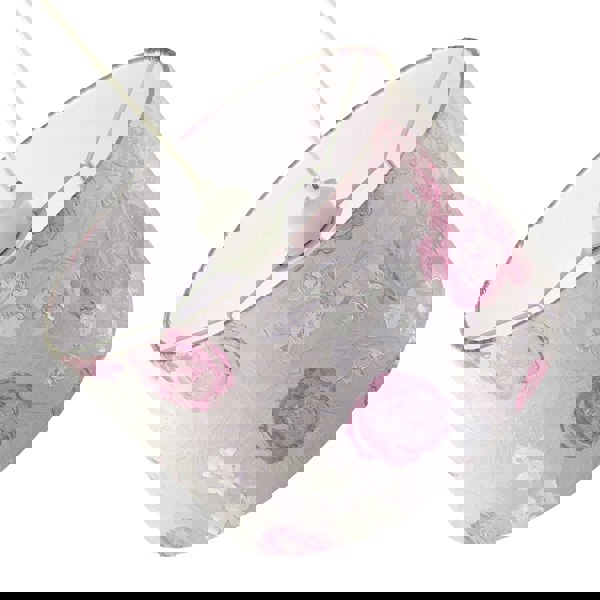 Modern Lilac Floral Textured Jacquard Drum Lamp Shade with Pink Roses Image 4