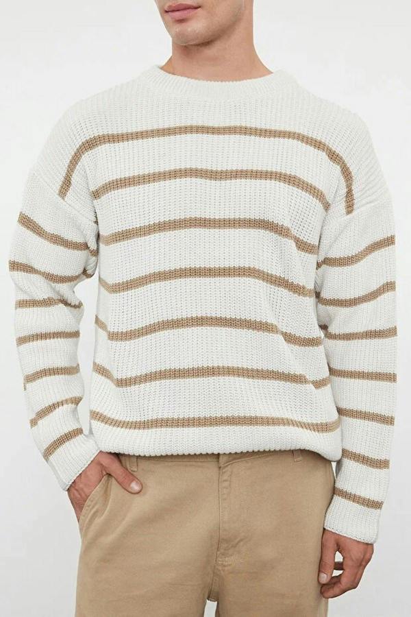 WOVCOR Crew Neck Striped Men's Sweater