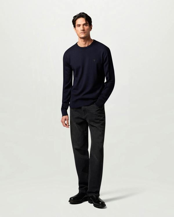 Belstaff Mens Colden Merino Crew Neck Jumper - Dark Ink | CHO | Designer Mens Crew Neck Jumpers