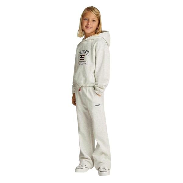Tommy Hilfiger Girls Flag Drawstring Hoodie - White/Heather Marl - 