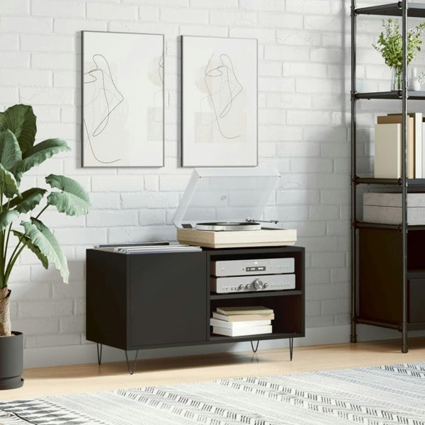 Berkfield Record Cabinet Black 85x38x48 cm Engineered Wood