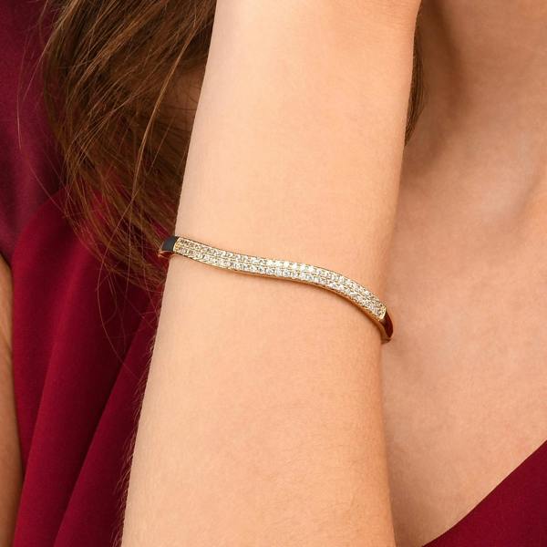 Zavana Gold S-Shape Cubic Zirconia Bangle Bracelet For Women