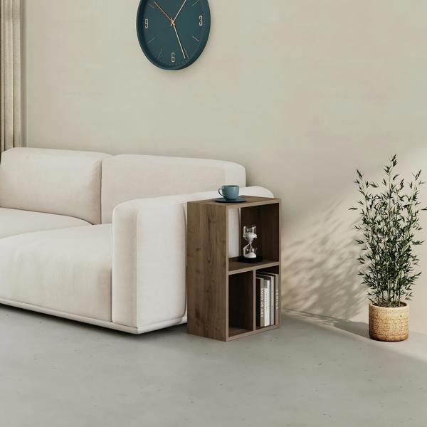 Decortie Modern Combayn Big Low Standing Book Shelf, 3 Open Storage Horizontal or Vertical Compact Bookshelf Bedroom