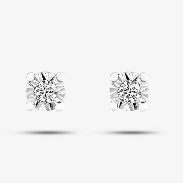 T. H. Baker 9ct White Gold 0.03ct Diamond Stud Earrings E4058W/03-10