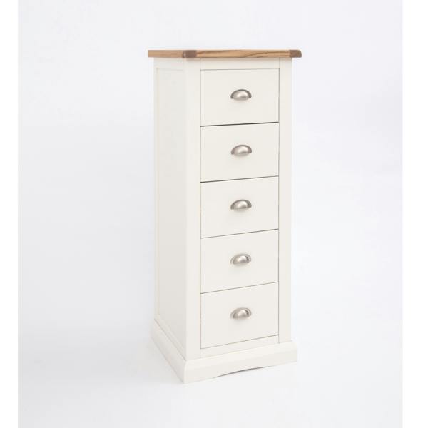 Cabinet Bits Cosenza 5 Drawer Narrow Chest of Drawers Chrome Cup Handle