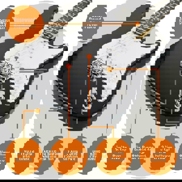 3rd Avenue Full Size Electric Guitar Pack with Bluetooth Amp#Colour_Black