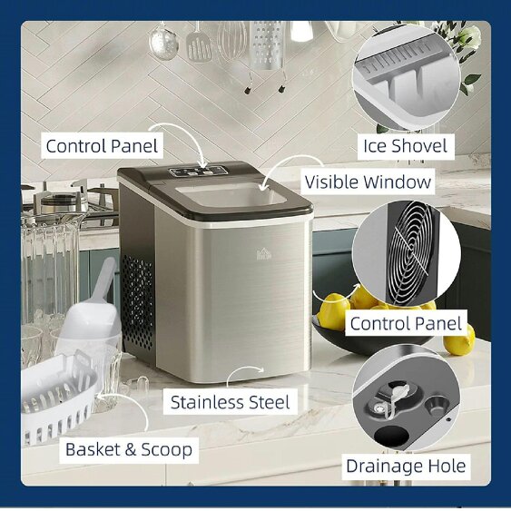 HOMCOM 1.8L Counter Top Ice Maker - 800-075V70