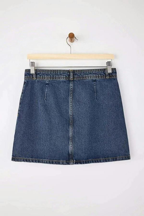 WOVCOR Button Detail Mini 100% Cotton Denim Skirt