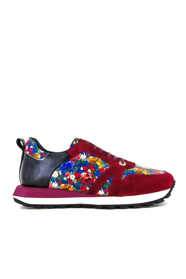 SKULL AND FLORAL PRINTED LEATHER AND SUEDE TRAINERS – Premium Men's Patterned Shirt by Claudio Lugli | Bold Design, Tailored Fit, Best Printed Shirts