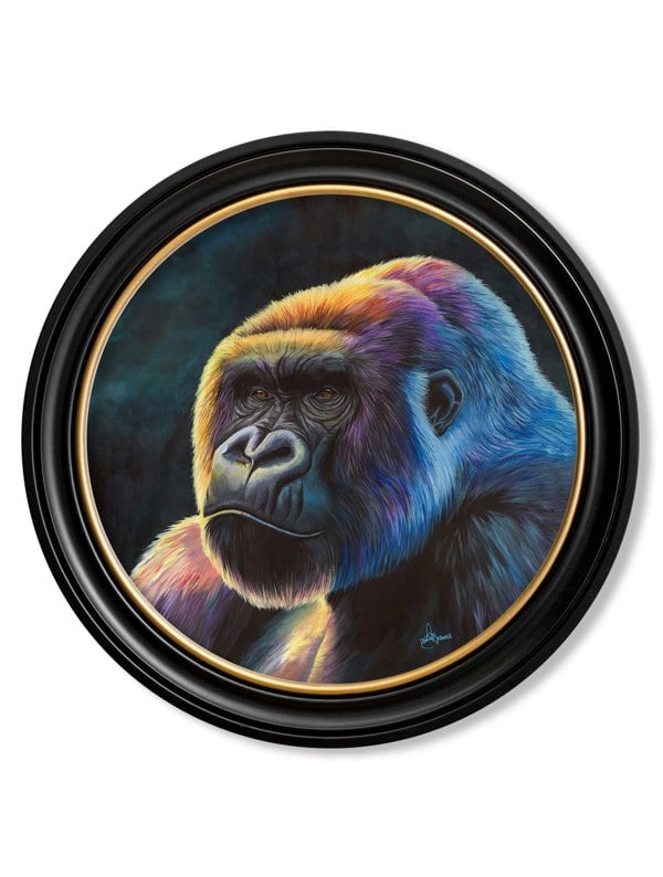 T.A Interiors Gorilla Print 'Power' by Amy Ansell - Oxford Round Frame