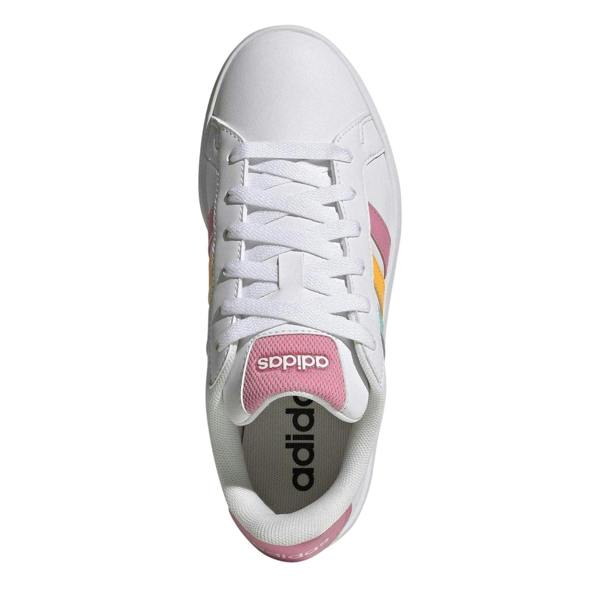 Adidas Childrens/Kids Grand Court Striped Trainers - White/Tangerine/Pink - 