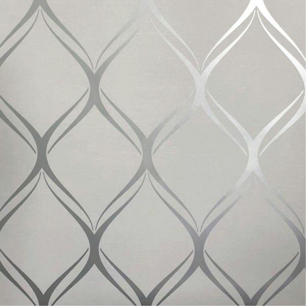 World Of Wallpaper Clifton Wave Geometric Wallpaper - Grey/Silver - 
