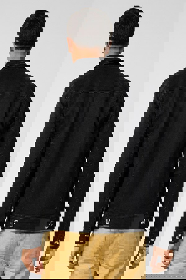 Mens Black Washed Black Denim Jacket